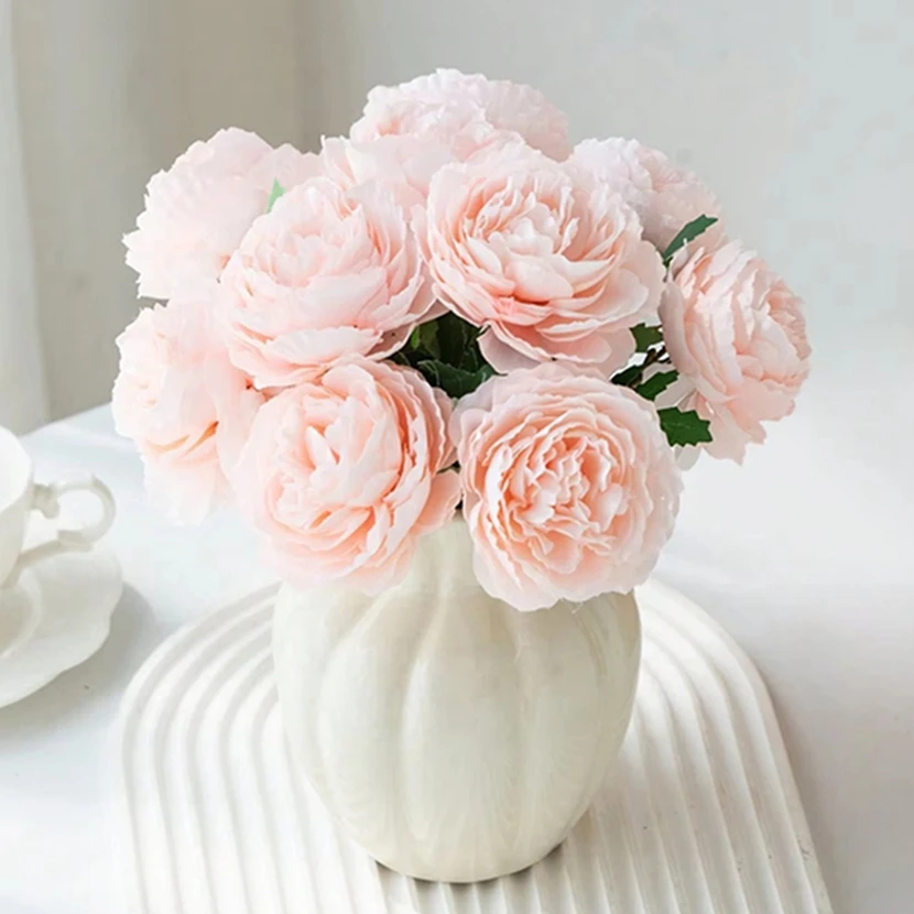 5 قطعة زهرة اصطناعية الحرير الفاوانيا الزفاف باقة الزفاف في الهواء الطلق فناء غرفة المنزل الاستقبال ديكور إكليل جميل لتقوم بها بنفسك صندوق الهدايا #3