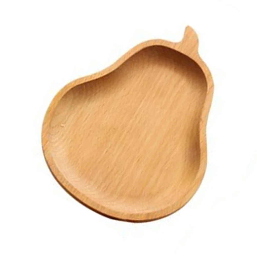 

Natural Wooden Tray Pear Pattern Cartoon Dish Plate for Dessert Snacks Kitchen Supplies Safe Odorless No Paint