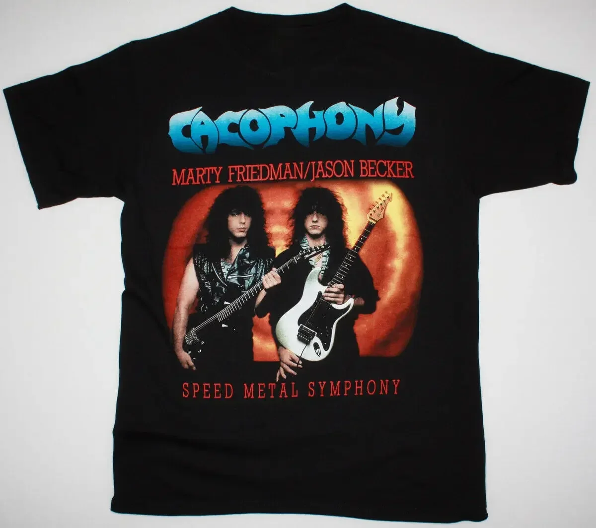 Chemise rétro Cacophony Jason Becker Marty Friedman noir unisexe S-5XL LE353