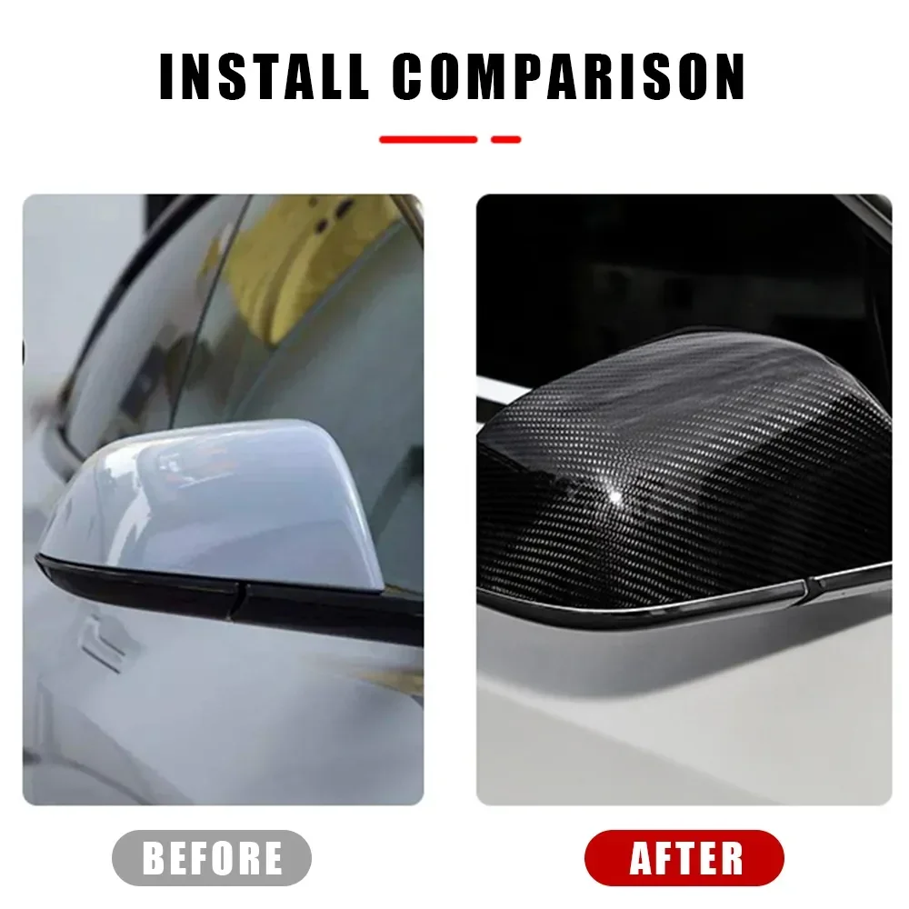 Carbon Fiber Rear View Mirror Car For Tesla Model 3 Y Bright/MatteDecorative Shell Exterior Accessories 2023 Car Rearview Cover