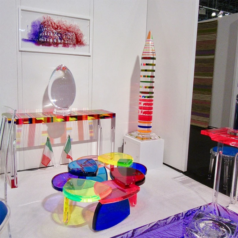 Creative acrylic, color splicing coffee table, side table