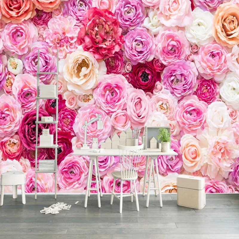 Wallpaper Custom Red Rose Flowers Photo Art Beautiful Painting Wedding Bedroom Living Room Decoration 3D Wall Murals Home Décor