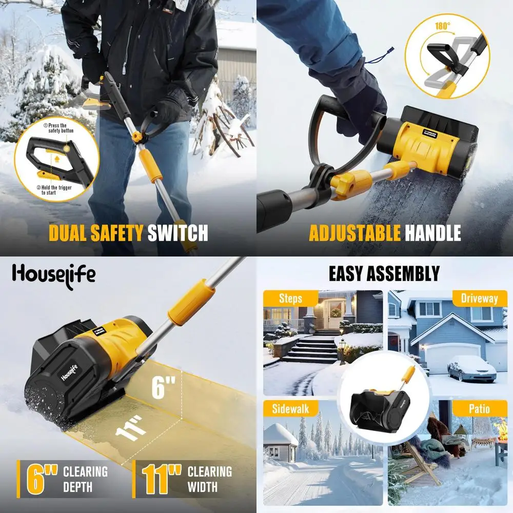 

20V MAX Battery-Powered 11 Electric Snow Blower, 20FT Snow Throw, Lightweight for Driveways, Decks & Patios