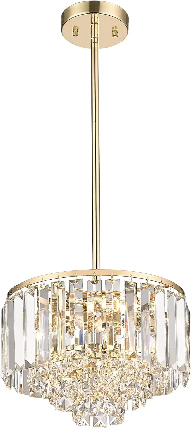 

Gold Chandelier, Tier Crystal Chandelier, Modern Pendant Light for Dinning Room Kitchen Island Bedroom Entryway