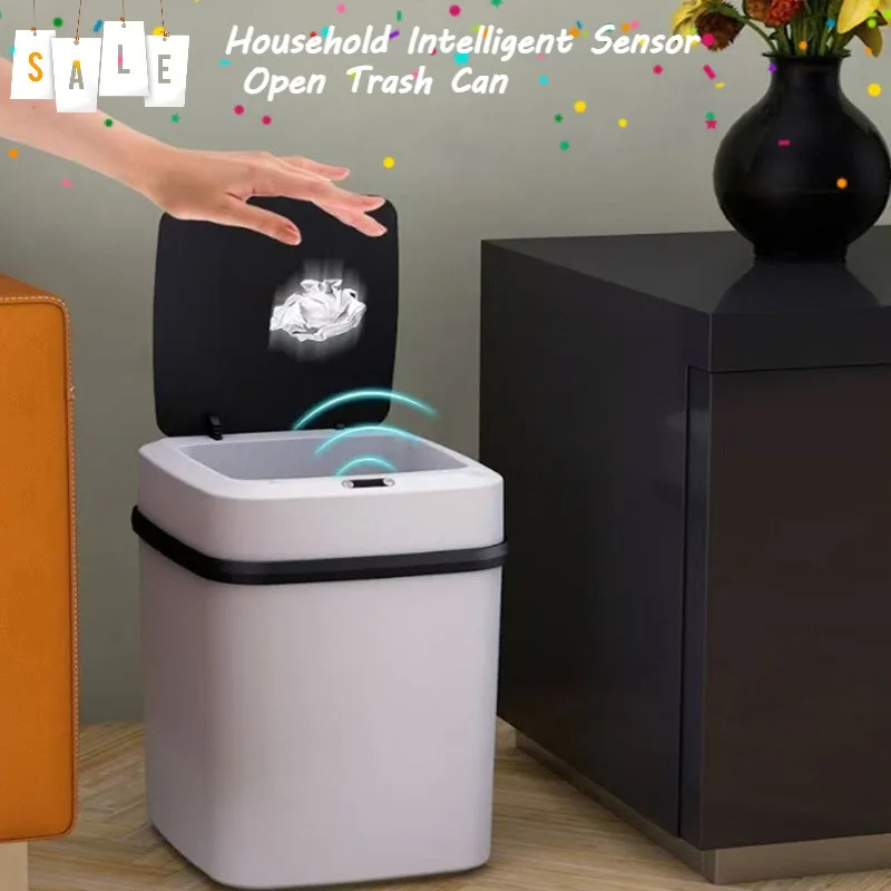 Nuevo Hogar baño sala de estar cocina con tapa Sensor automático sin contacto tapa abierta latas de basura inteligentes