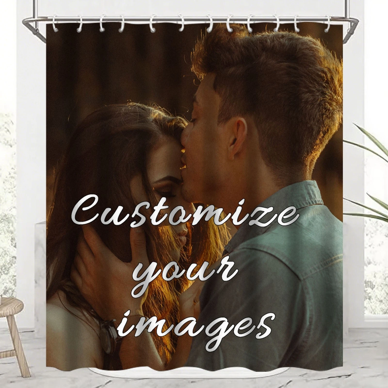 1pc Creative Custom Photo Shower Curtain, Customizable with Any Image, Can Be Gifted to Friends and Family, Includes 12 Hooks