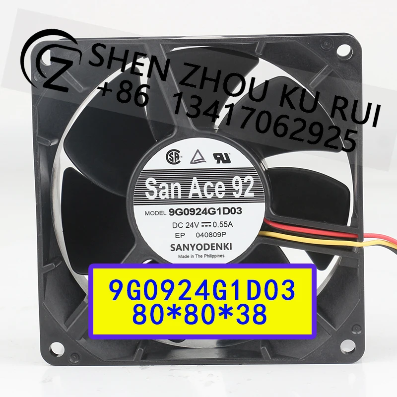 Sanyo 24V 0.55A 9038 90X90X38MM 9CM three-wire blocked alarm High air volume inverter 9G0924G1D03 Cooling fan