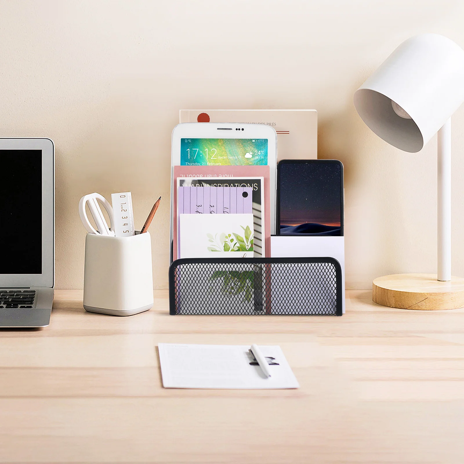 

1pcs Book Letter Vertical File Organizer Heavy Duty Metal Mesh Desk File Holder For Documents Papers Magazines Brochures