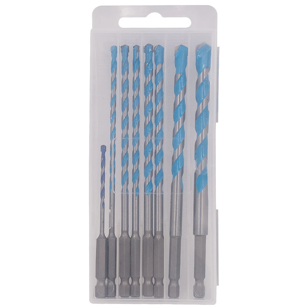 

8-Piece Concrete Drill Bit Set for Precision Drilling - Hex Shank, Carbide Tip, Multi-Material Compatible with Electric Drills