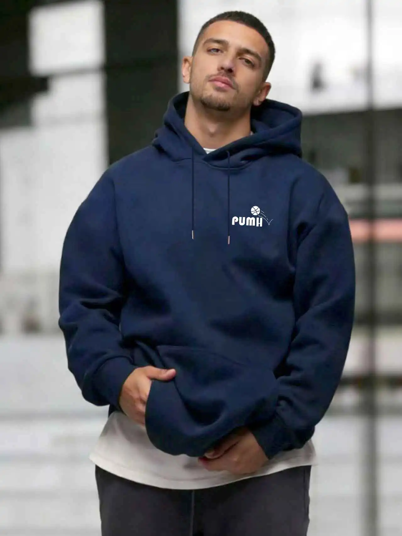 Men's fashion printed long sleeved hooded casual warm sportswear loose fit autumn fashion streetwear