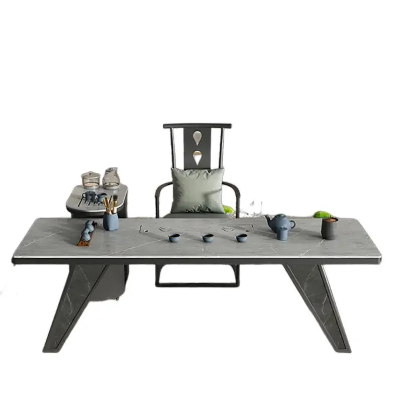 

Light luxury rock slab tea table and chair combination Modern simple table 5 chairs Automatic office Kung Fu tea