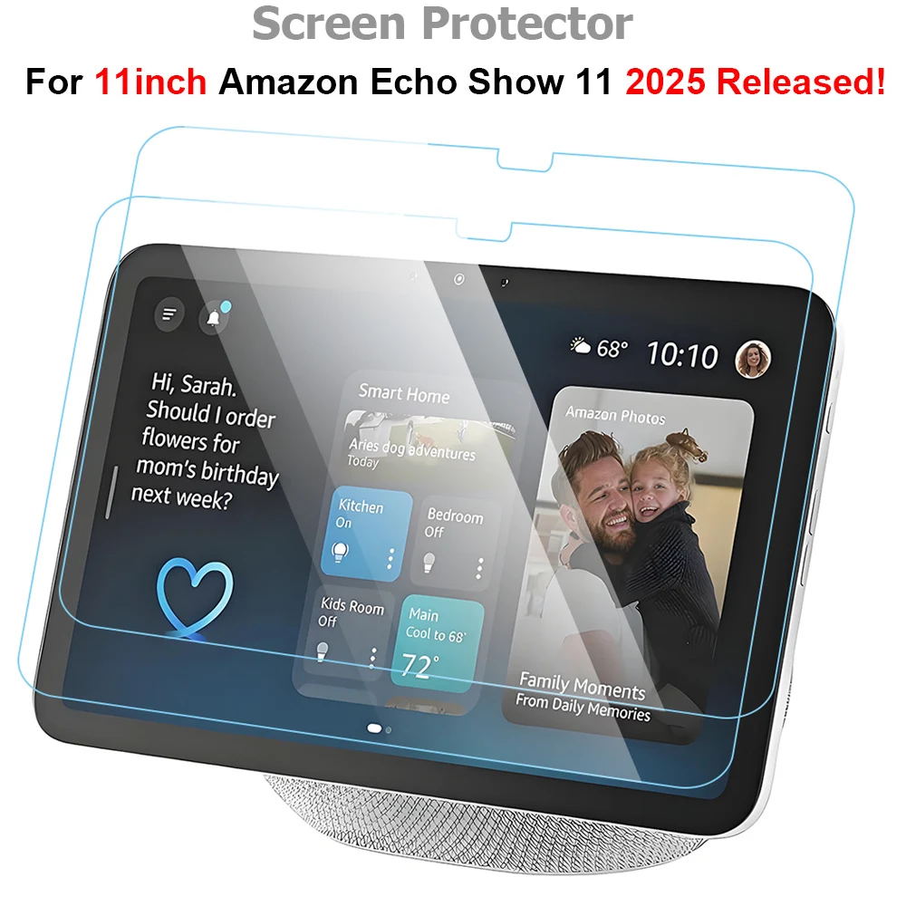 Screen Protector for 11Inch Amazon Echo Show 11 2025 Released 2PCs Clear Tempered Glass for 11