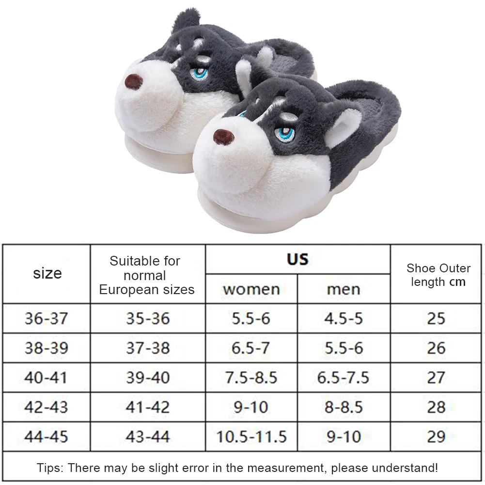 Pluche Husky-pantoffels Pluche pantoffels met gesloten teen Antislip platte thermische pantoffels Comfortabele instappers voor de herfst en winter