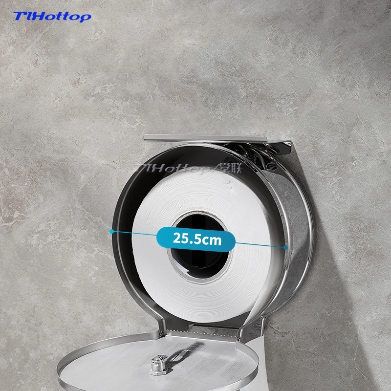 Stainless Steel Large Roll Paper Box Wall Mounted Public Toilet Toilet Tissue Box Wipe Large Roll Paper Holder Toilet Paper Box