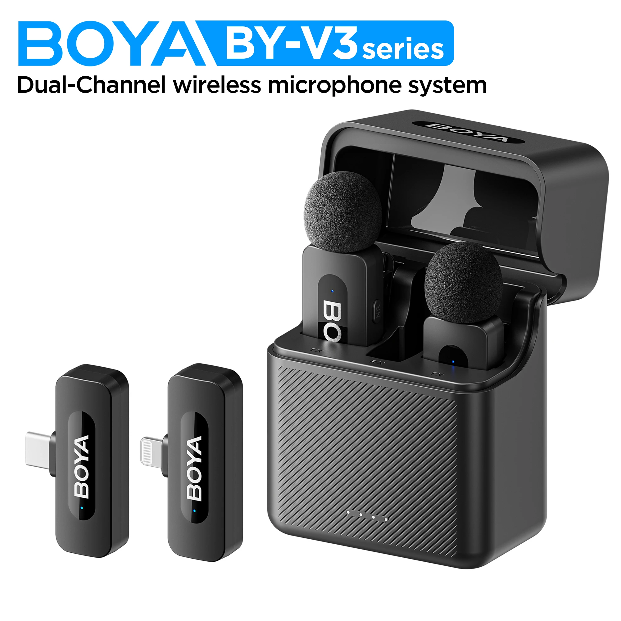 

BOYA BY-V3 Wireless Lavalier Lapel Mini Microphone for iPhone Android Smartphone PC Computer Live Streaming Youtube Recording