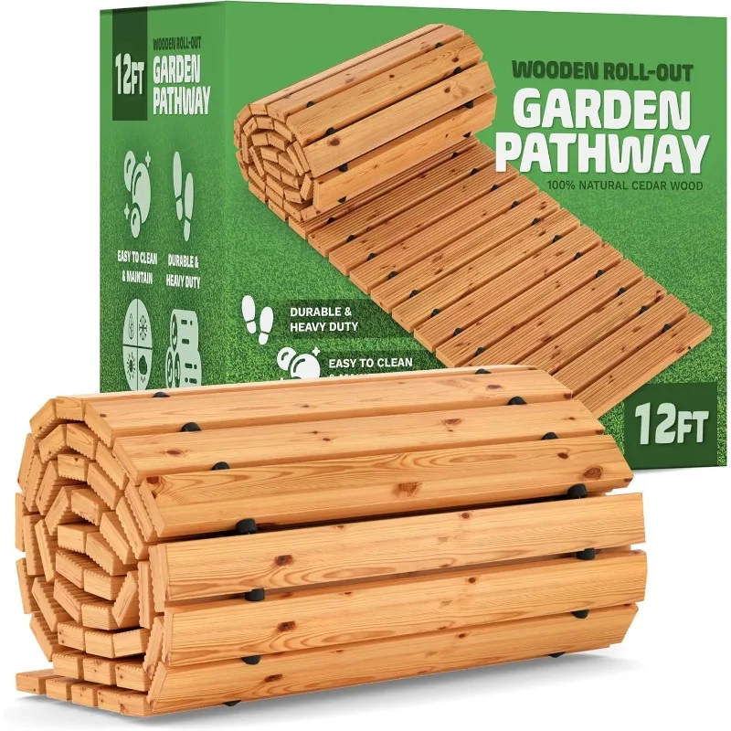 Roll-Out Garden Pathway,  Gardens, Beach Boardwalks, and Wedding Party Events, Natural Cedar Hardwood