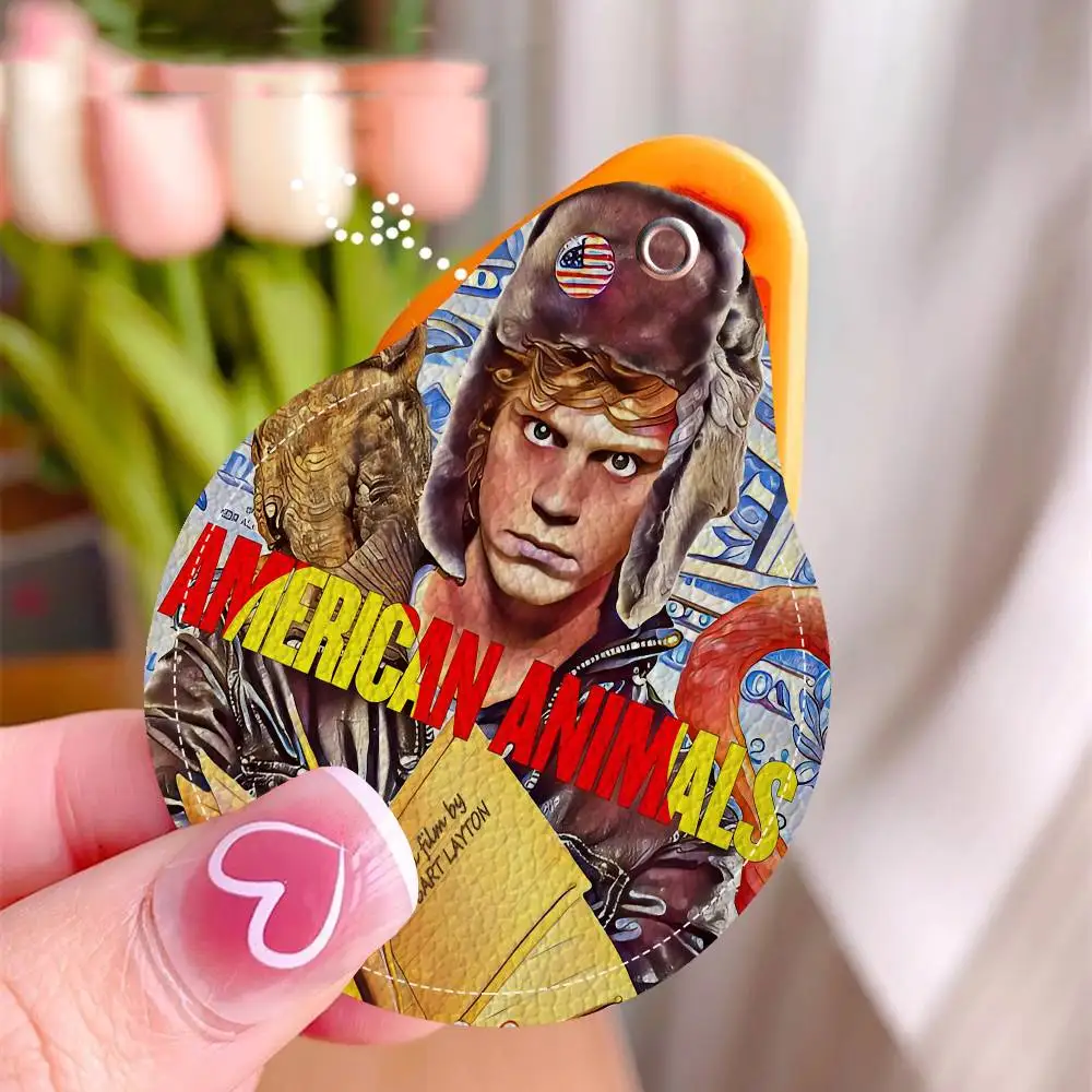 E-Evan P-Peters A-Actor Keyring Leather Access Card Holder Keychain Community Water Drop Proximity Card Protective Case