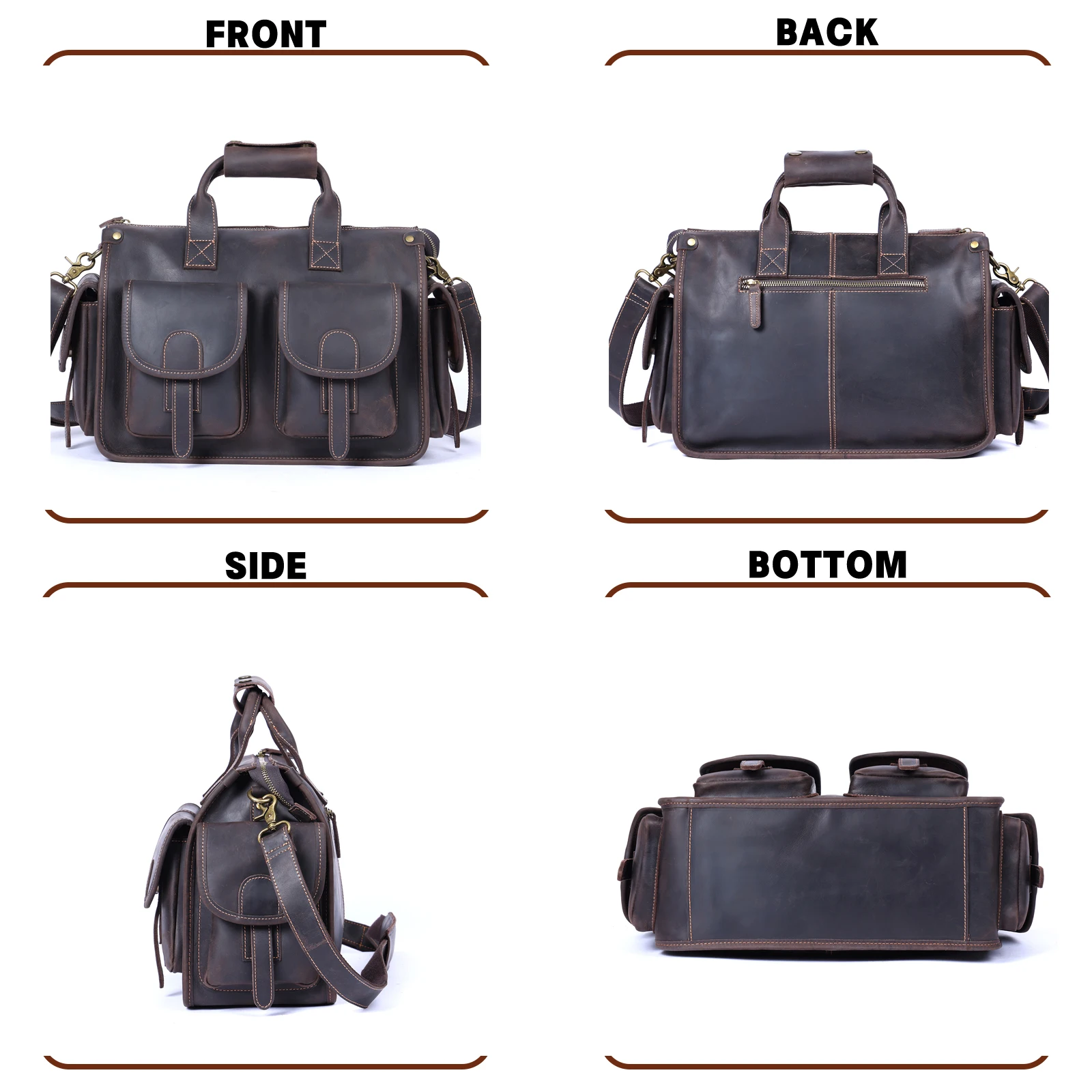 S.WORKER Vintage Genuine Leather Men's Briefcase 14