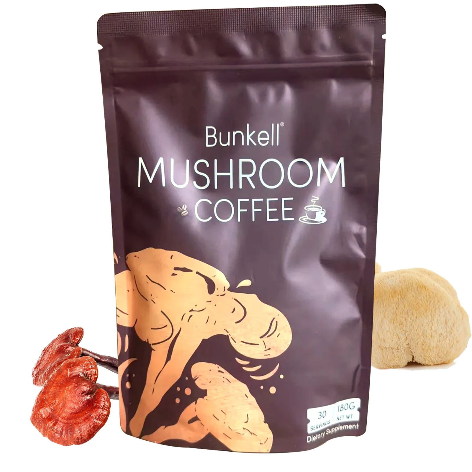 Mushroom Coffee Blend Supplement - Helps with Energy, Stress Management, Focus, Immunity, Digestion and Antioxidant Support