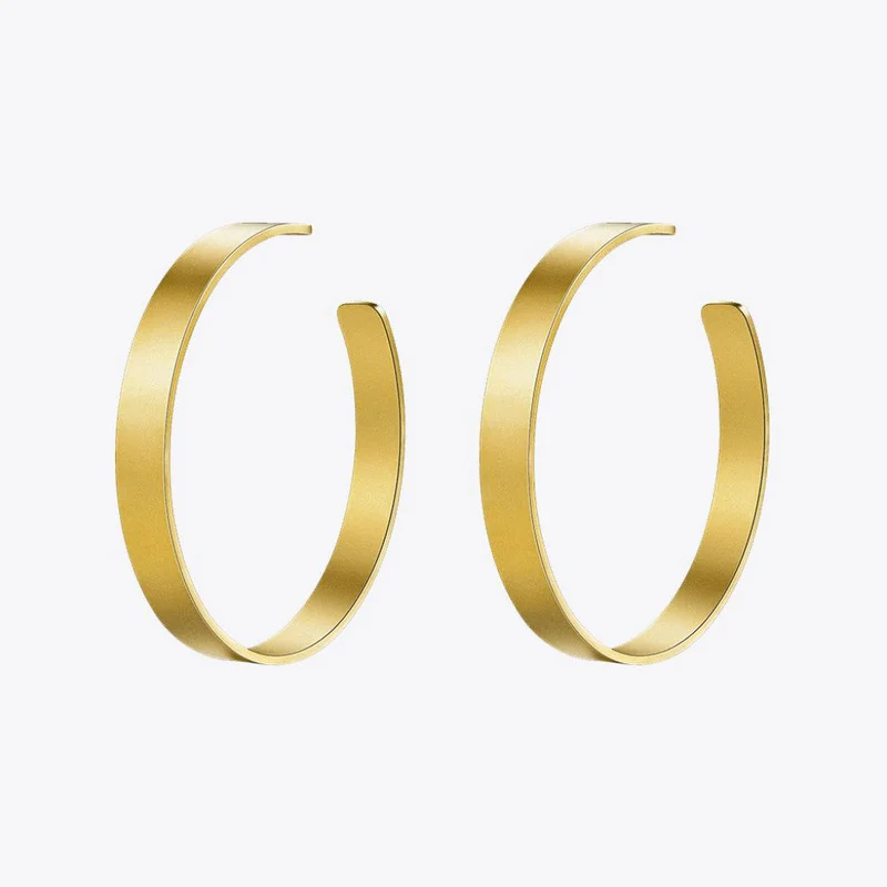 Enfashion Vintage Big Hoop Earrings Matte Gold color Earings Stainless Steel Circle Earrings For Women Jewelry Wholesale 171026