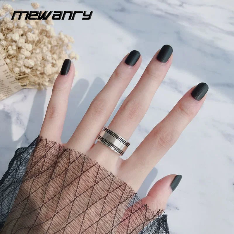 Mewanry خواتم فضية اللون ناعمة مفتوحة للنساء الأزواج خمر مزاجه بسيط العصرية الكلاسيكية مجوهرات الحفلات هدايا عطلة