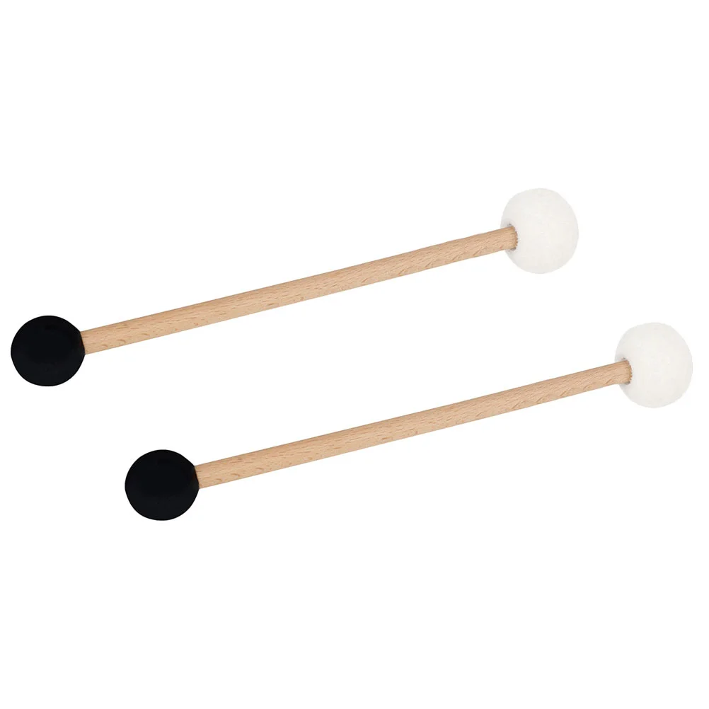 

2Pcs Double-Ended Rubber Felt Bass Drum Mallet Drumstick Portable Non-Slip Handle Professional Performance Percussion Sticks