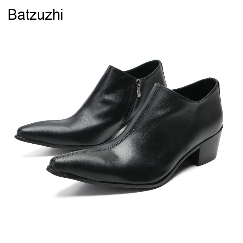 

Batzuzhi Comfortable Soft Black Leather Ankle Dress Shoes Men Pointed Toe Formal Business Leather Shoes Men, Big Sizes US6-US12