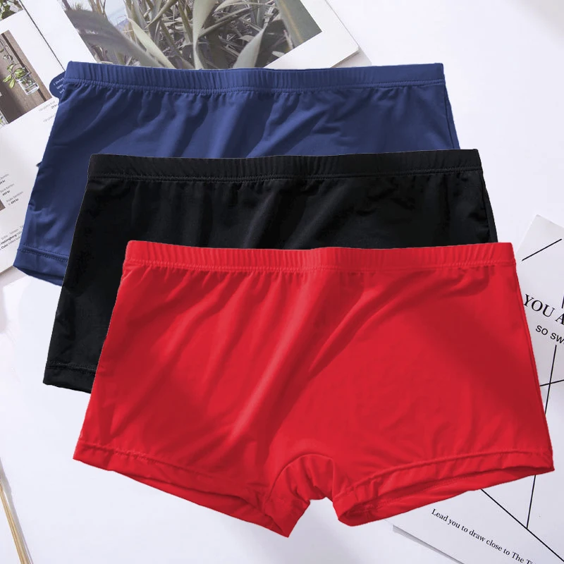 

CLEVER-MENMODE 3/ kit Men Underwear Ice Silk Sexy Translucent Boxer Shorts Ultra-thin Panties Boxershorts Underpants Cool