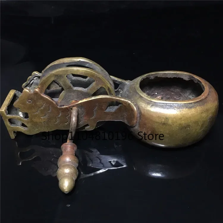 Antique Bronze Ware Collection Pure Copper Brass Tiger Head Ink Dou Ancient Handmade Old Style Ink Dou Collection
