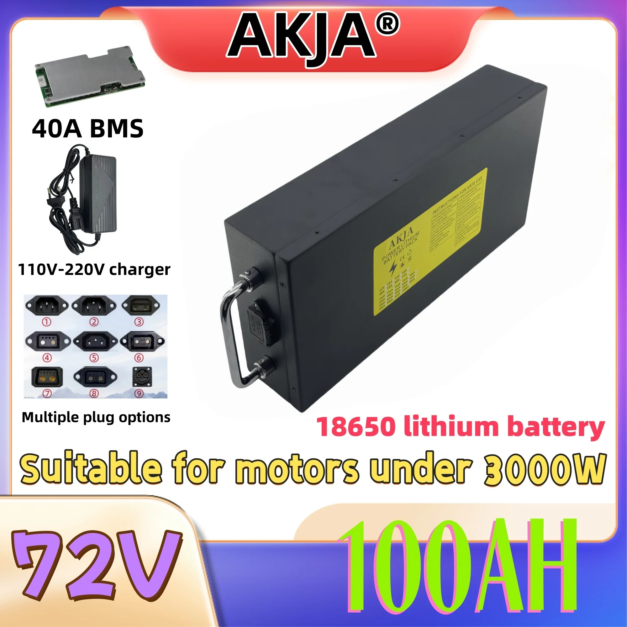 

Air fast transportation 72V100AH 18650 lithium battery Lithium battery pack Suitable for motors below 3000W