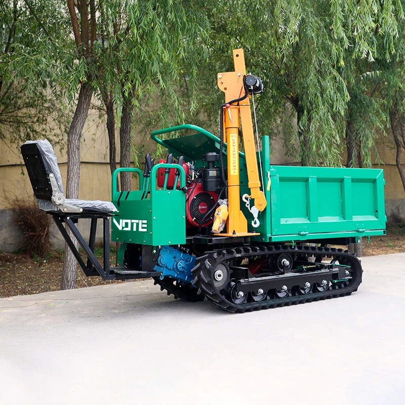 EPA China Self-Loading Mini Crawler Transporter Rubber Track Dumper 800kg 2ton with Lift and Crane Mini Dumper for Sale Tracked