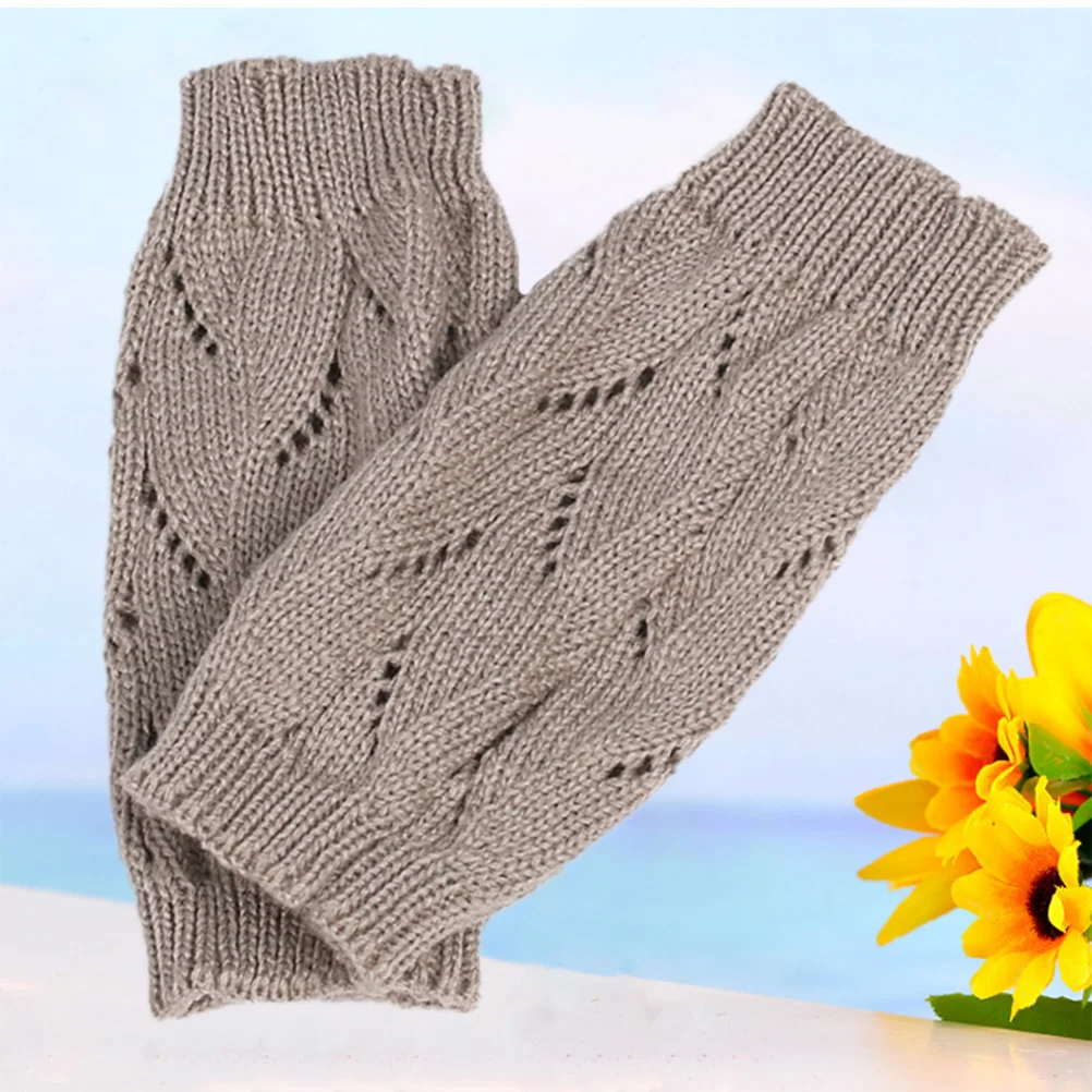 

Knitted Arm Sleeves Light Grey Warm Fingerless Gloves For Women Winter Long Arm Warmers Crochet Knitwear Fitness Shaping