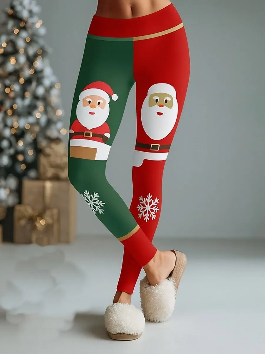

Женские рождественские штаны для йоги с 3D принтом Санта-Клауса, графические леггинсы с высокой талией, модные повседневные спортивные эластичные брюки на открытом воздухе