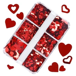 Lentejuelas de resina para el Día de San Valentín, rojo corazón de amor, purpurina epoxi, moldes de relleno de silicona para resina epoxi, decoración de manualidades