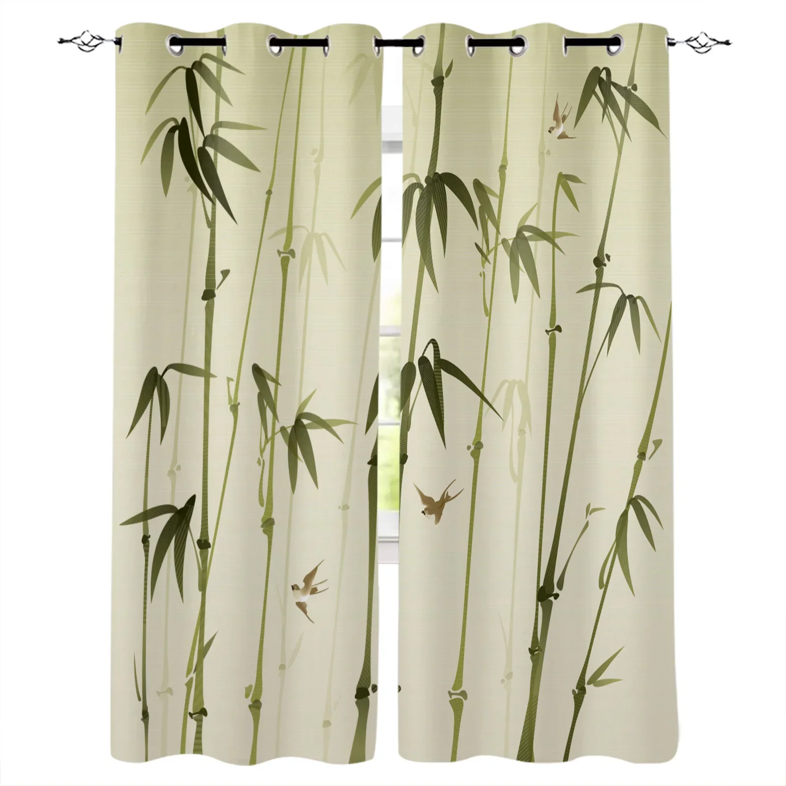 Chinese Style Bamboo Blackout Curtains Window Curtains For Bedroom Living Room Decor Window Treatments