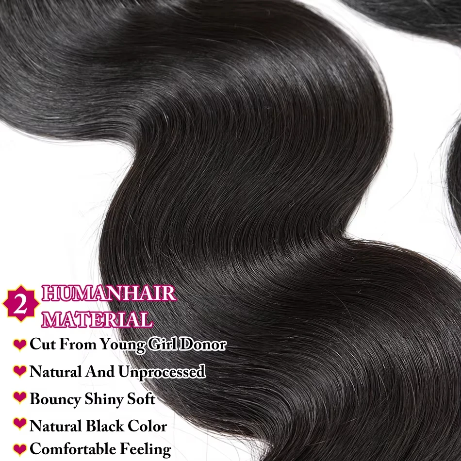 SoulGlow 30 32 بوصة الجسم موجة حزم الشعر البرازيلي متموج نسج اللون الطبيعي حزم الشعر البشري الخام ملحقات للنساء صفقات