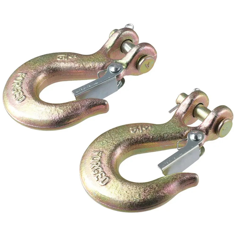 

4PCS 5/16Inch Clevis Slip Hook Gold with Latch Clevis Safety Hook 14,000 Lb Capacity 3/4 in Opening Tow Chain Grab Hook