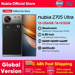 Nubia Z70S Ultra Global Edition Snapdragon 8 Elite 6.85-inch 1.5K 144Hz OLED 6600mAh 80W 64MP+50MP IP69