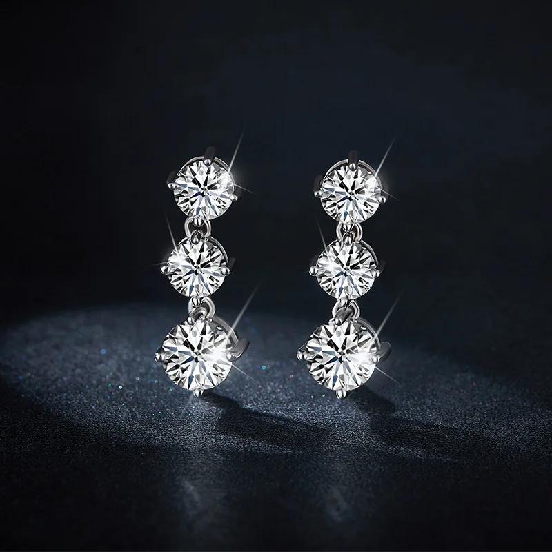 SONGYUN Moissanite Diamond Jewelry Movable 4 Prong 6.0mm Moissanite Stud Earrings S925 Sterling Silver Gold Plated