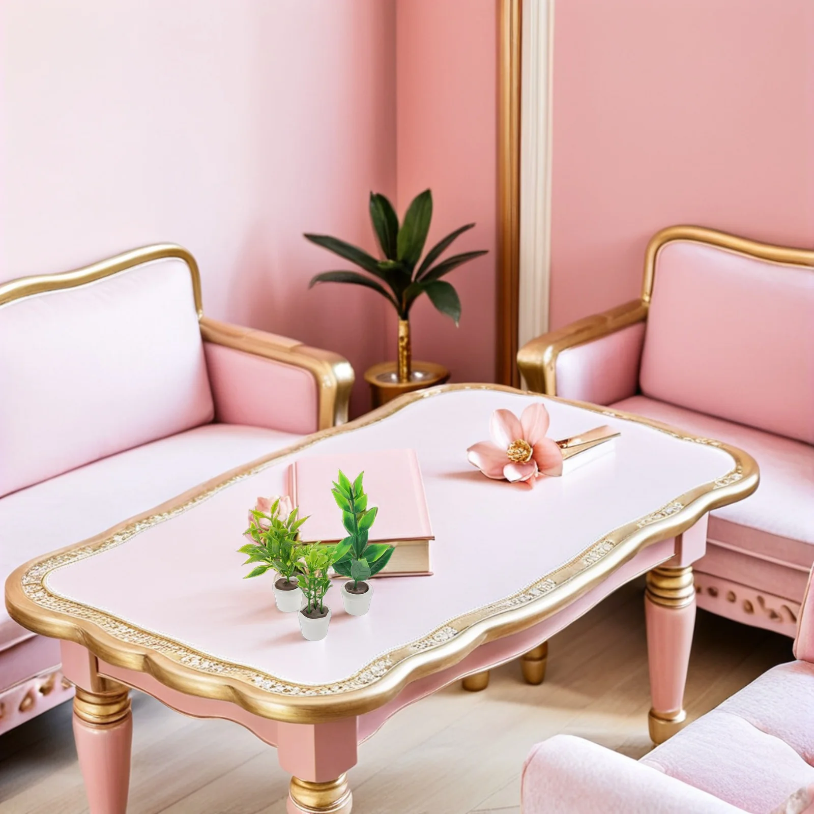 3 個ミニチュア鉢植えドールハウスアクセサリー現実的な人工緑盆栽ポットマイクロ風景妖精の庭