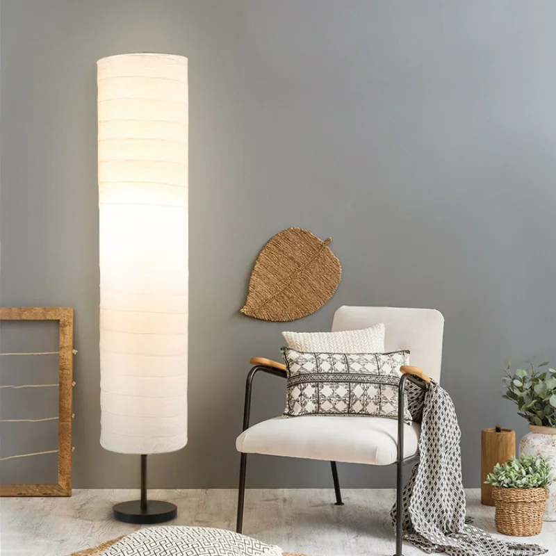 Holmo Rice Paper Floor Lamp Nordic Design Living Room Bedroom Decor Lighting Fixtures Modern Cylindrical Shape Standing Lamp