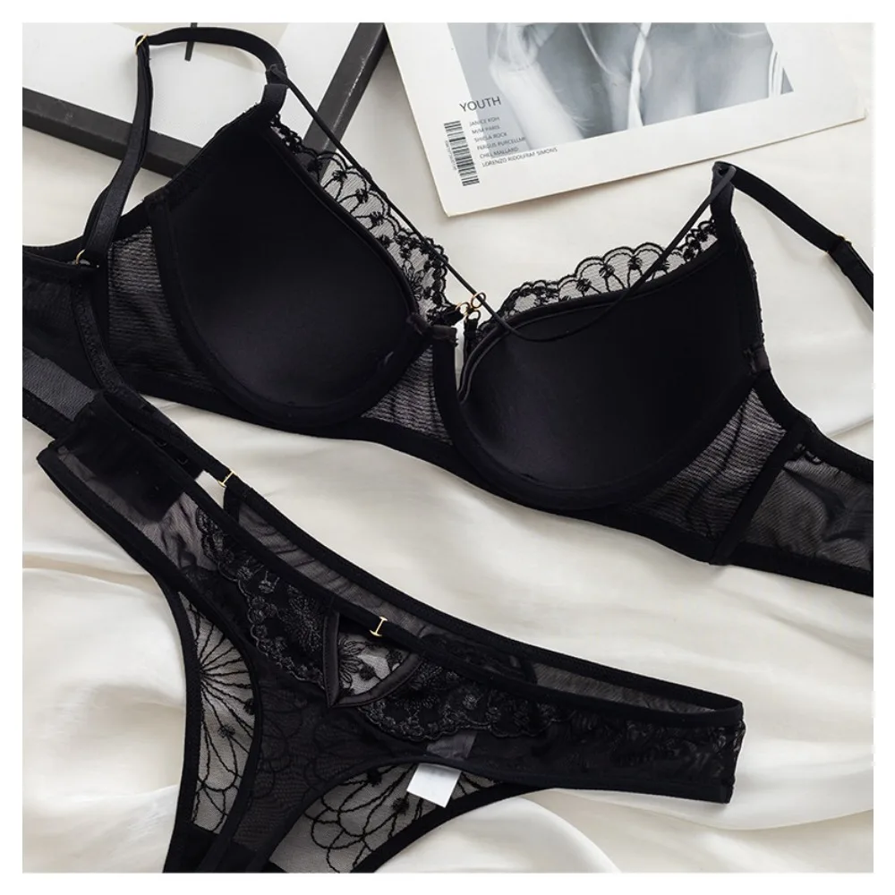 Summer Thin Push‑Up Bra Women French Lace Sexy Pure Desire Lingerie Soft Breathable Daily Underwear Brassiere Plus Size 34‑40BC