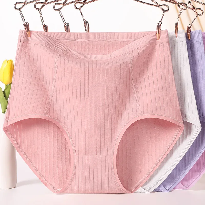 

3Pcs/4Pcs 100kg Women Cotton High Waist Large Size Shorts Women's Underwear Plus Size Panties For Women Cotton Briefs Underpants