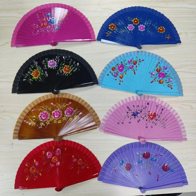 5 pieces/bag painted folding hand fans 23cm floral woman dance hand fans