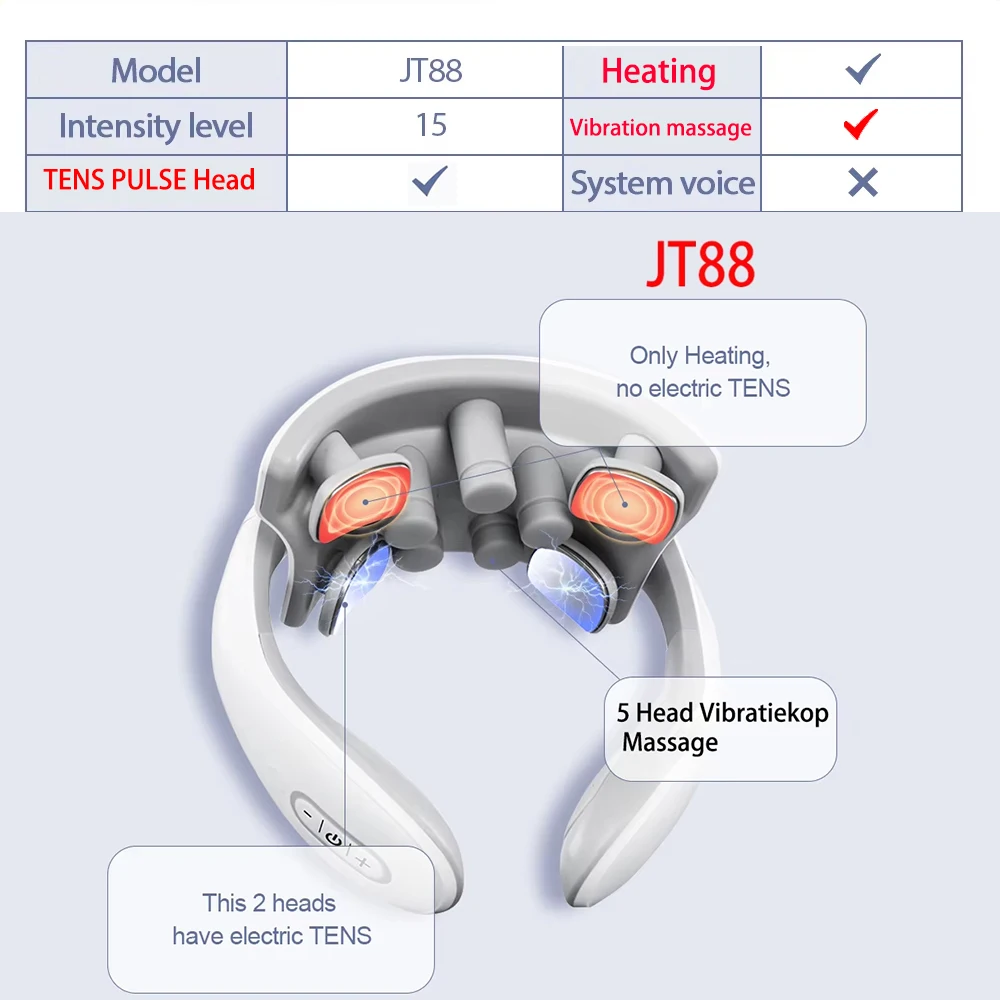 Electric Back Neck Nuscle Massager TENS Pulse Shoulder Neck Vibration Massage Devices Heating Relieve Pain Muscle Care