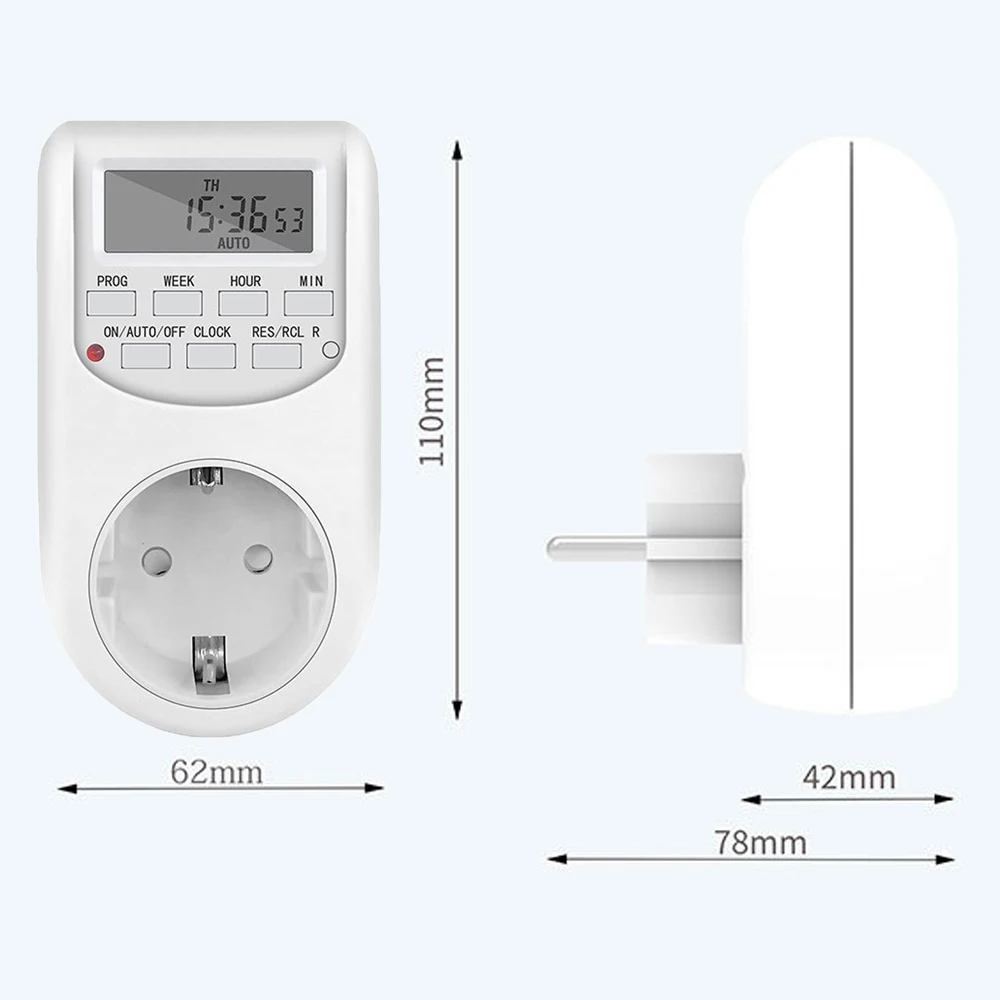 Imagem -06 - New eu Plug Timer Switch Digital Power Socket Energy Saving Adjustable Kitchen Timer Outlet Week Hour Programmable Timing Socket