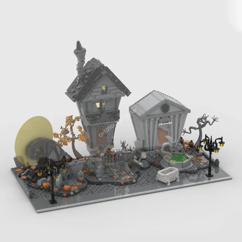 

616 деталей MOC: Модульная базовая подставка для набора 21351 «Кошмар перед Рождеством», строительные блоки, архитектурная модель, кирпичики, игрушки, подарок