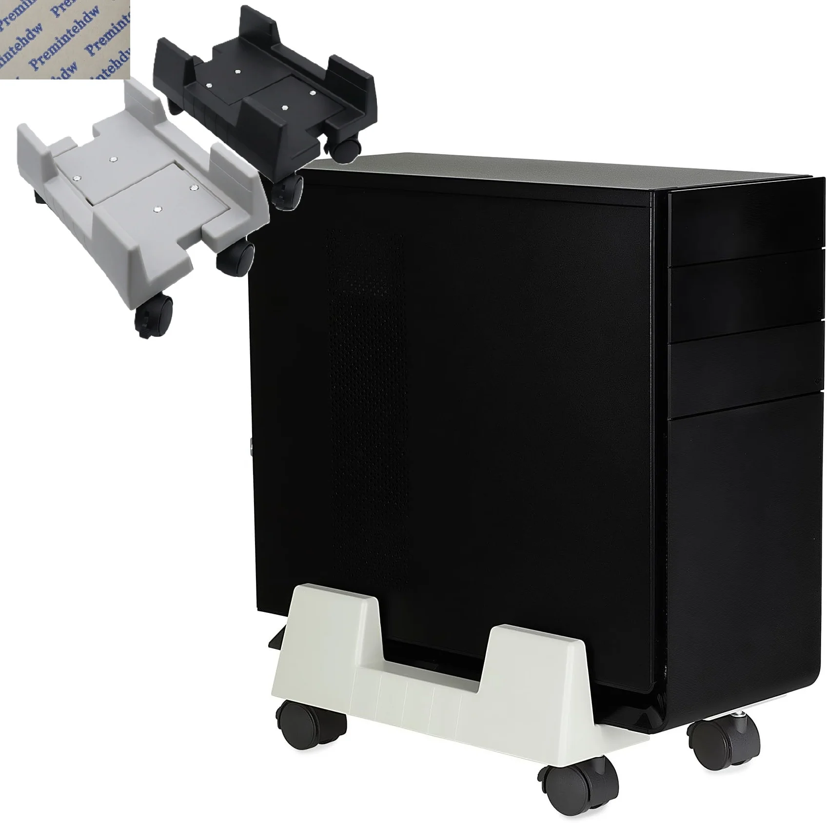 1Pc Plastic Mobile CPU Stand With Rolling Caster Wheels  Adjustable Width Computer Cart