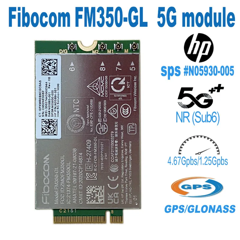 WDXUN FM350-GL FM350 GL module for HP  X360 830 855 G7 7940HS 855G8 Laptop M46335-005 5G LTE WCDMA 4x4 MIMO GNSS module FM350 GL