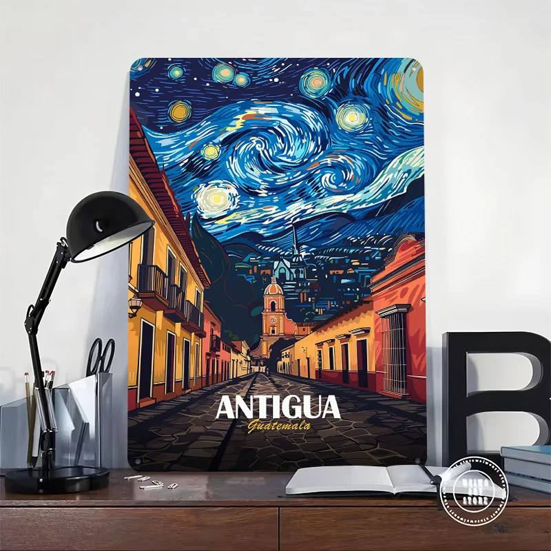 Antigua Guatemala Street Art Metal Poster Perfect Gift for Fans Lovers Customized Wall Art Metal Sign for Living Room Decoration